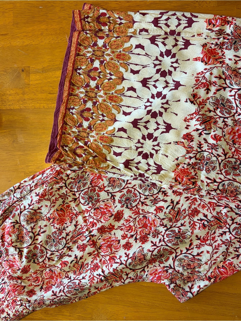 Joie Floral Print Wide-Leg Pants in Red and Cream